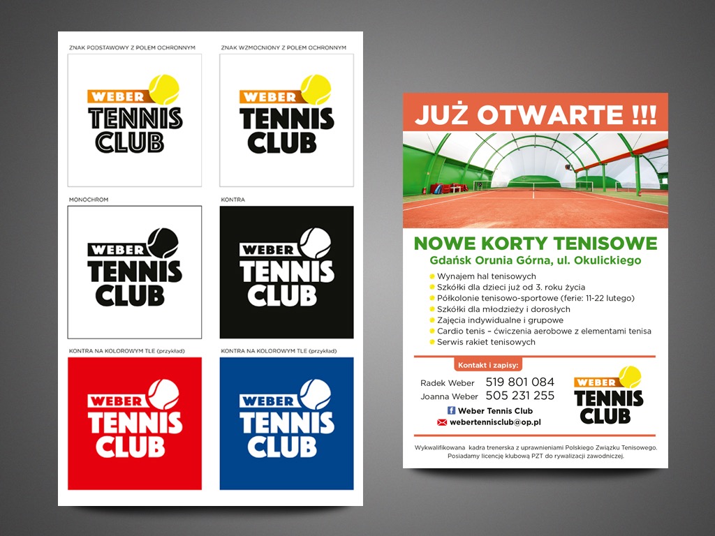 Projekt logotypu oraz materiałów reklamowych dla Weber Tennis Club